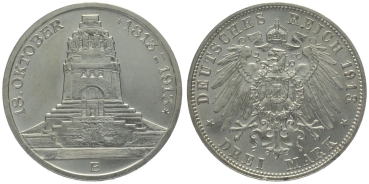 Sachsen 3 Mark 1913 E - Völkerschlacht bei Leipzig